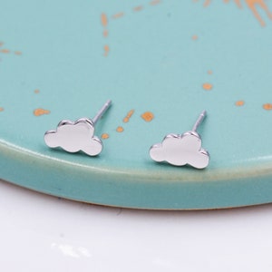 Sterling Silver Little Cloud Stud Earrings, Cute and Quirky Jewellery, Silver Lining Earrings L24 image 3