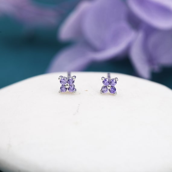 Sterling silver purple flower studs Sterling silver purple flower studs