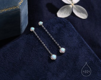 Pendientes De Plata 925 Con ópalo Blanco Y Chapado Oro 14k - 28 Mm, Cierre Mariposa, Regalo Madre