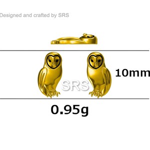 Barn Owl Stud Earrings in Sterling Silver, Owl Bird Earrings, Nature Inspired Animal Earrings image 9