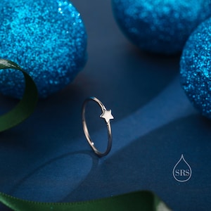 Extra Tiny Little Star Skinny Ring in Sterling Silver, Single Star Delicate Ring, Silver Star Ring, Simple and Minimal