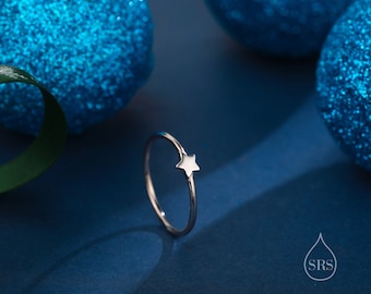 Extra Tiny Little Star Skinny Ring in Sterling Silver, Single Star Delicate Ring, Silver Star Ring, Simple and Minimal