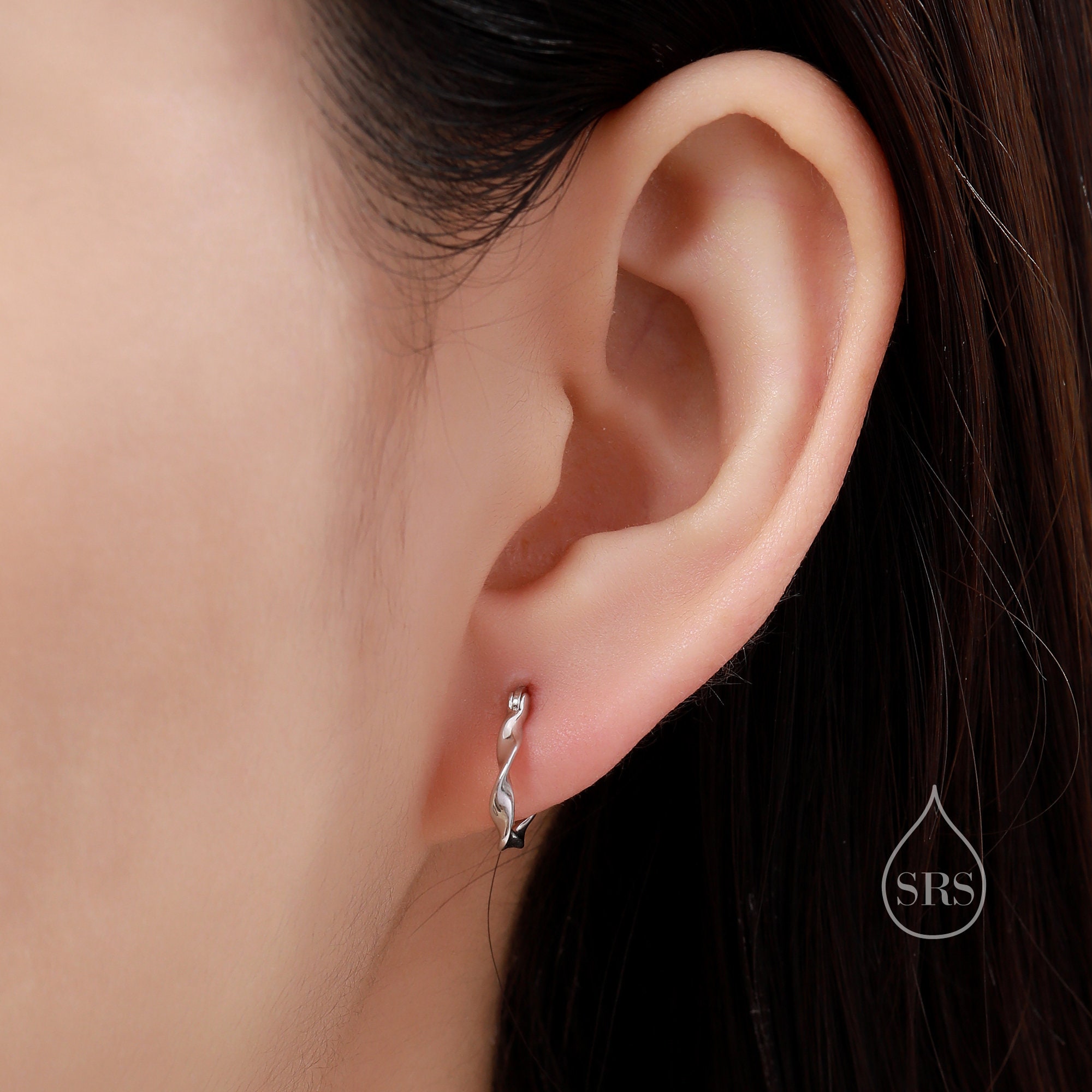 Mobius Strip Huggie Hoops in Sterling Silver, Gold, Rose