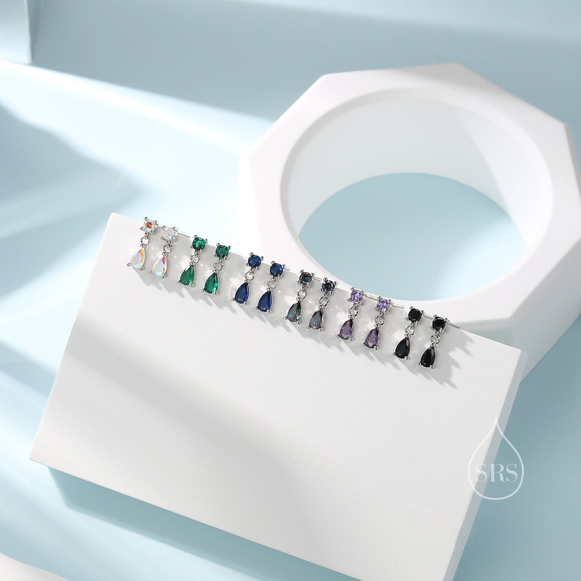 Orecchini A Perno In Argento 925 Con Zirconia Cubica, 2-3-4 Mm, Rotondi A 4 Griffe, Colori Trasparente E Nero, Ipoallergenici
