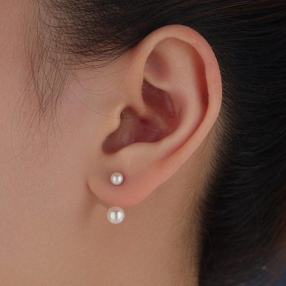 Sterling Silver Front and Back Stud Earrings Ear Jackets 
