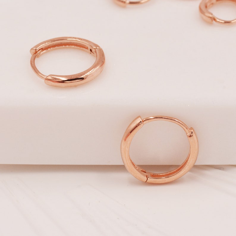 Minimalist Huggie Hoops in Sterling Silver, 6mm, 8mm and 10mm Skinny Hoops, Rose Gold or Gold, Simple Hoop Earrings image 4