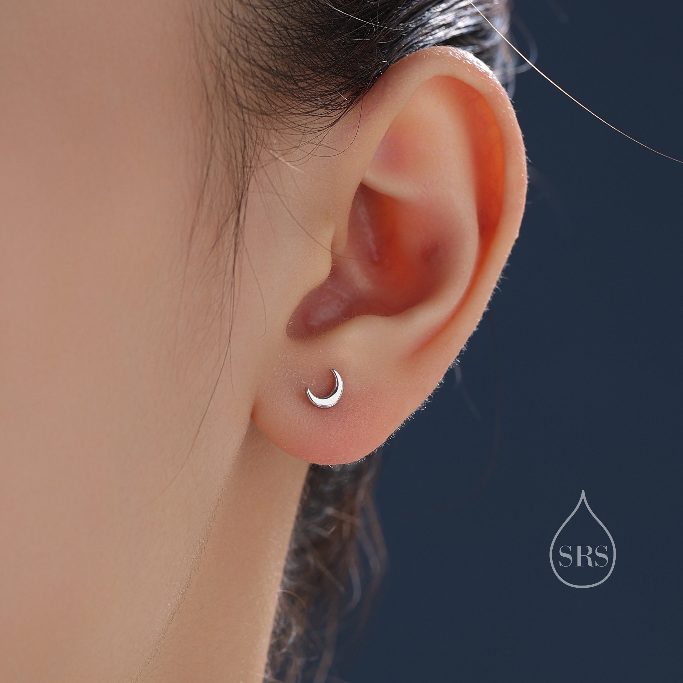 Mismatched Starburst and Moon Stud Earrings in Sterling