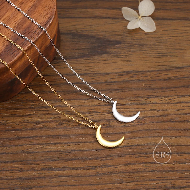 Crescent Moon Pendant Necklace in Sterling Silver Moon Necklace Gold or Silver Cute, Fun, Whimsical and Pretty Jewellery image 6
