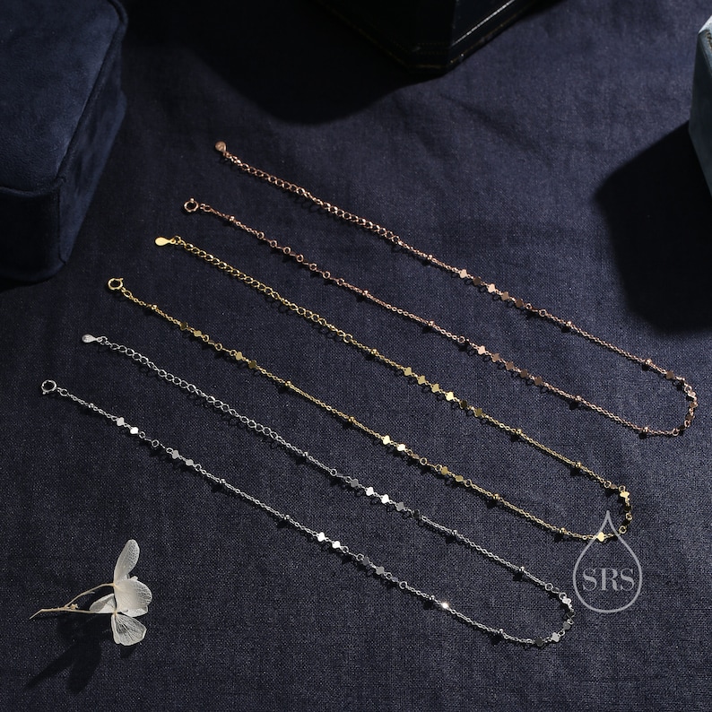 Choker-Pailletten und Gliederkette aus Sterlingsilber, Silber oder Gold oder Roségold, Choker-Halskette, minimalistischer geometrischer Stil Bild 7