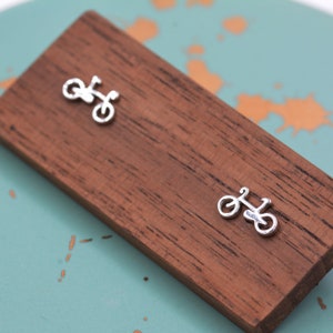 Little Bike Stud Earrings in Sterling Silver, Cute Bicycle Stud, Cute and Quirky Stud Earrings