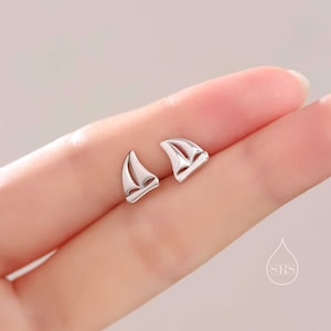 Sailing Boat Stud Earrings in Sterling Silver, Silver, Gold or Rose Gold, Boat Earrings, Sailing Earrings image 3