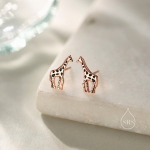 Sterling Silver Cute Little Giraffe Stud Earrings Hand Painted Enamel Cute, Fun, Whimsical and Pretty Jewellery image 3