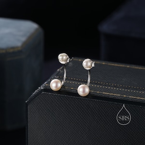 Genuine Freshwater Pearl Ear Jacket in Sterling Silver, Silver or Gold, Front and Back Earrings , Natural Pearl Earrings, Dainty Jewellery 画像 7