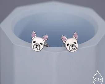 French Bulldog Stud Earrings in Sterling Silver - Solid Silver Dog Stud Earrings -Pet Lover - Cute, Fun, Whimsical