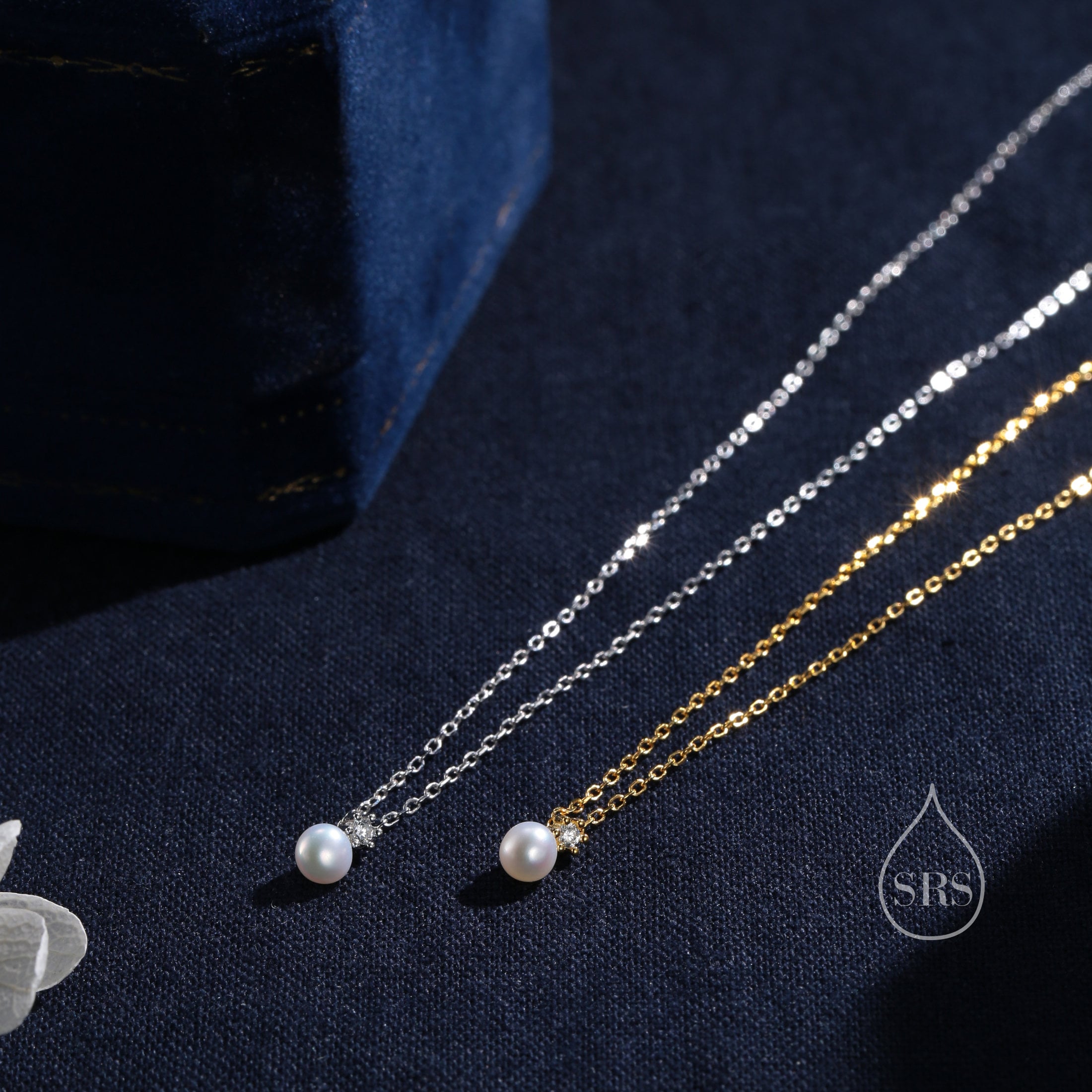 【STONEHENgE】Silver Material Pearl Cubic Necklace SC24B27E Natural Pearl and CZ Necklace in Sterling Silver With a