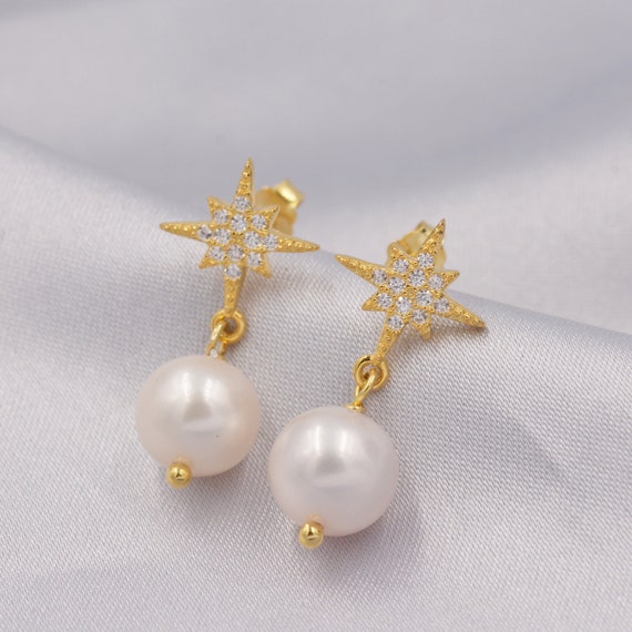☆ENGBROX☆ cherry pearl earring EBEA24040SV BLACKHEAD Pearl Graffiti Earrings – Star Pearl Hoop Drops in