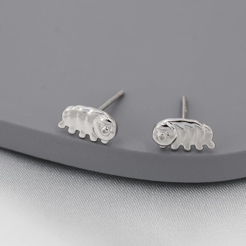 Water Bear Stud Earrings in Sterling Silver, Tardigrades Earrings, Nature Inspired Animal Earrings image 4