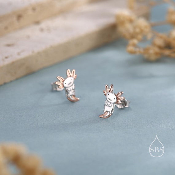 Orecchini Axolotl In Argento Sterling 925 - Gioielli Ipoallergenici Carini Per Ragazze E Donne