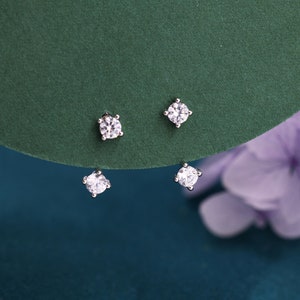 Double CZ Ear Jacket in Sterling Silver, Silver or Gold, Front and Back Earrings, Two Part Earrings image 4