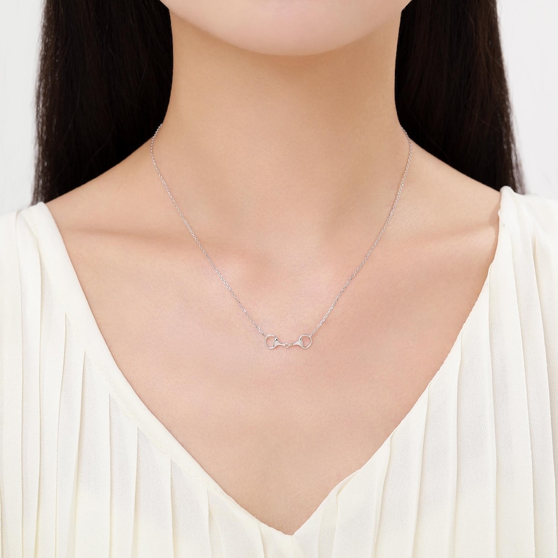 Snaffle Bit Necklace in Sterling Silver, Silver or Gold, Horse Necklace, Horse Charm, Horse Gift, Horse Jewellery image 2