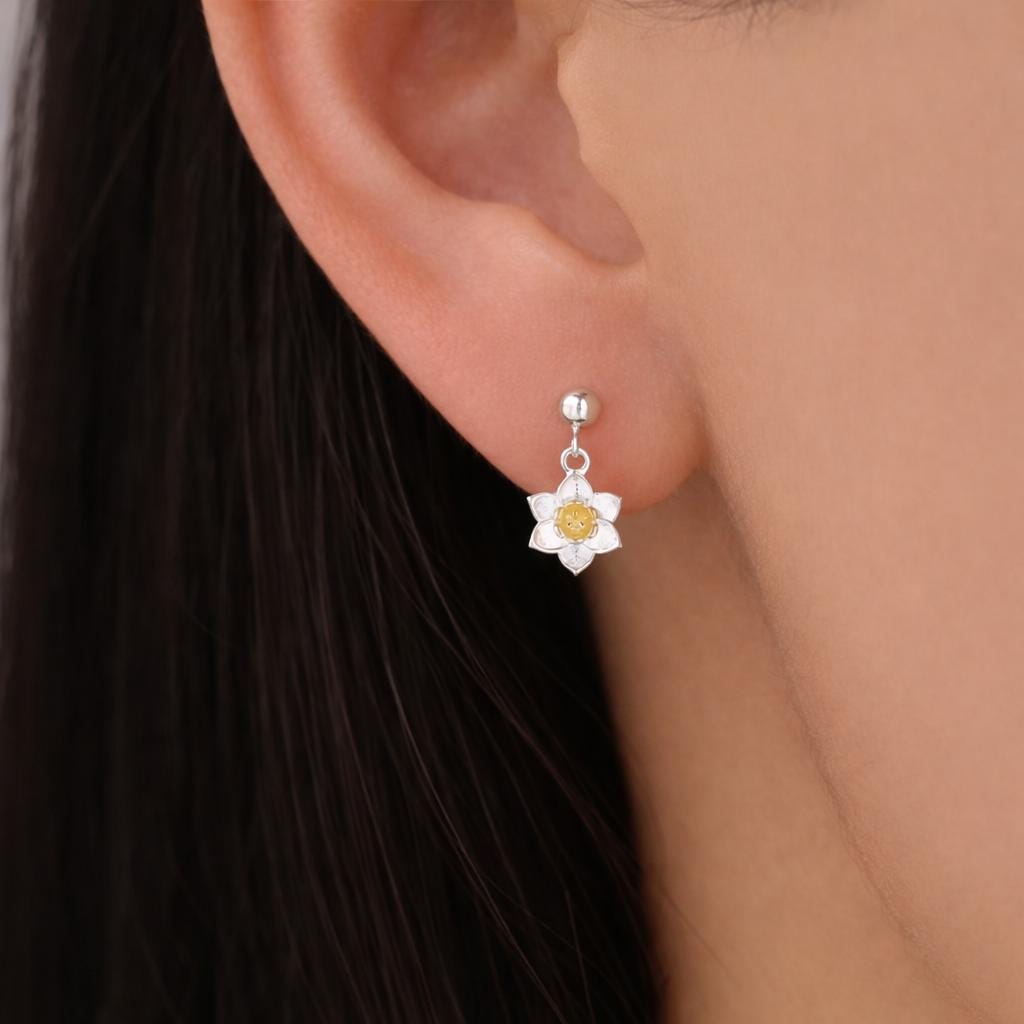Orecchini Pendenti Ornamento Fiorato in Argento Sterling 925