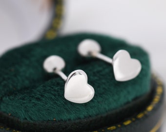 Boucles d'oreilles Heart Screwback en argent sterling, Boucles d'oreilles Dainty Heart Screw Back Stacking, Boucles d'oreilles Barbell, Boucles d'oreilles Piercing