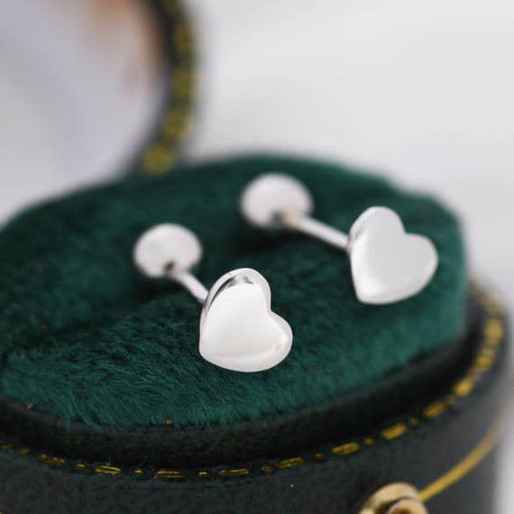 Heart Screwback Earrings in Sterling Silver Dainty Heart Screw Back Stacking Earrings Barbell Earrings Piercing Earrings Etsy Canada