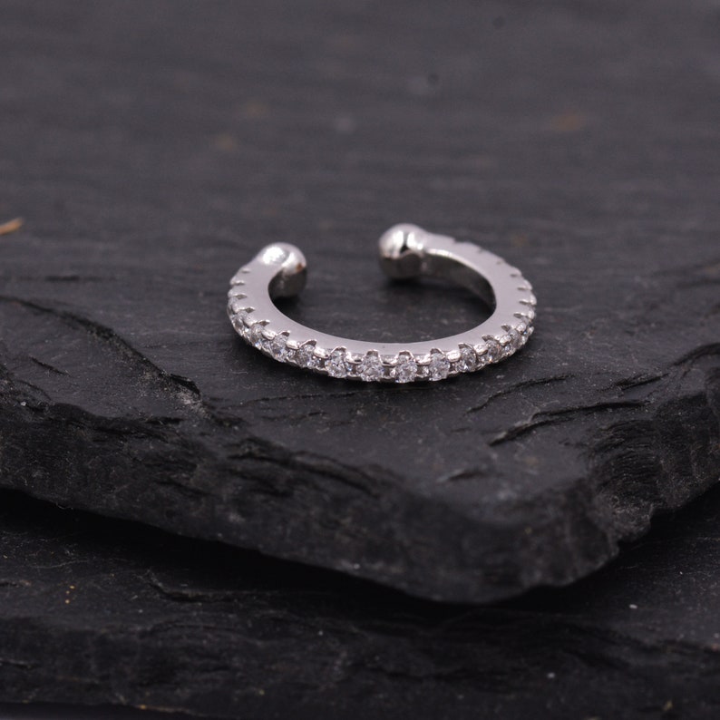 Sterling Silver CZ Crystal Ear Cuff Fine Pave Ear Cuff Etsy UK