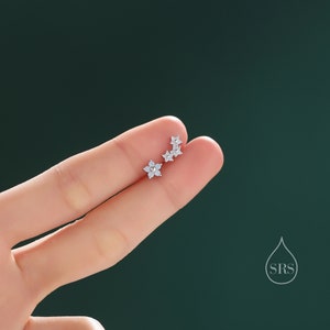Asymmetric Forget Me Not Flower Bouquet CZ Stud Earrings in Sterling Silver, Silver or Gold, Opal Colour Mismatched CZ Flower Stud Earrings image 4