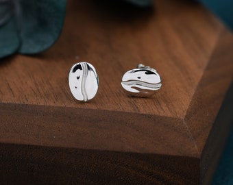 Coffee Bean Stud Earrings in Sterling Silver, Silver, Gold or Rose Gold, Coffee Earrings, Coffee Bean Earrings