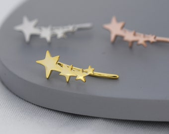 Shooting Star Crawler Earrings in Sterling Silver, Silver or Gold or Rose Gold, Star Ear Crawlers, Ear Climbers, Star Earrings