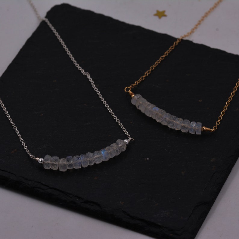 Moonstone Bar Necklace Tiny Delicate Gemstone Jewellery Minimalist Simple Jewellery G31 Perfect for Layering Healing Crystal Necklace