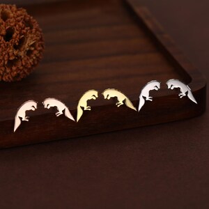 Springende Fuchs-Ohrstecker aus Sterlingsilber, springende Fuchs-Ohrringe, Gold- oder Roségold-Finish, Natur inspirierte Tierohrringe Bild 9