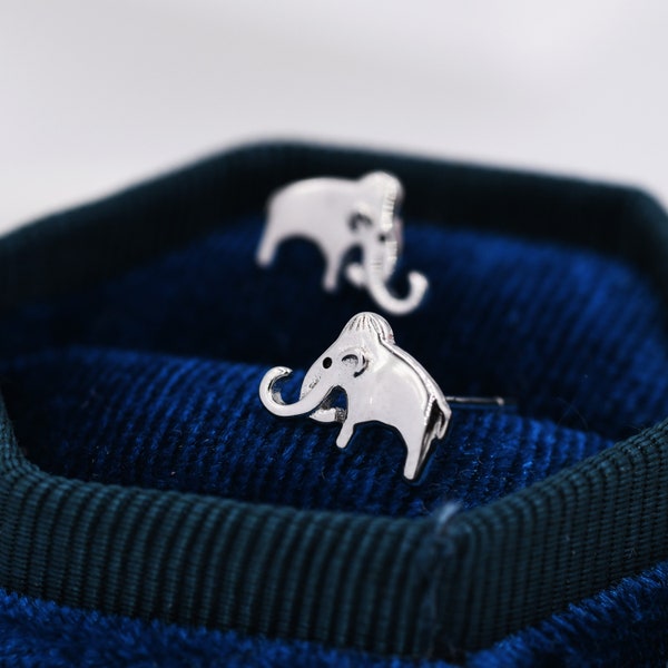 Mammoth Elephant Stud Earrings in Sterling Silver,  Nature Inspired Animal Earrings