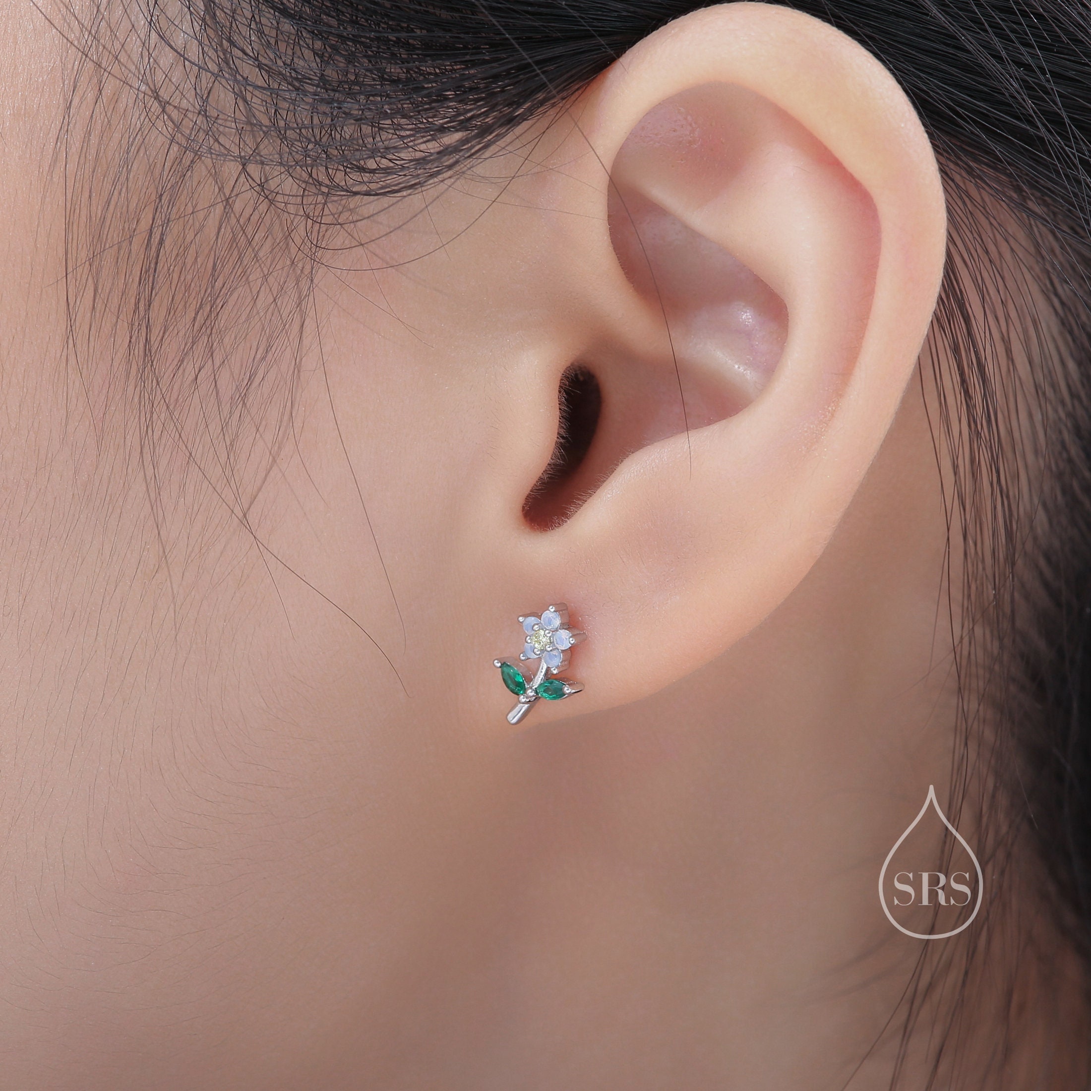 ピアス TATIANA Silver 925 Aurora Opal Flower Earrings EC3145 Opal Flower Earrings - Etsy
