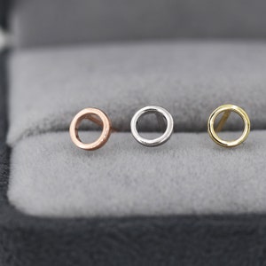 Tiny Open Circle Stud Earrings in Sterling Silver, Silver, Gold or Rose Gold, Circle Earrings, Geometric Minimalist Earrings image 6