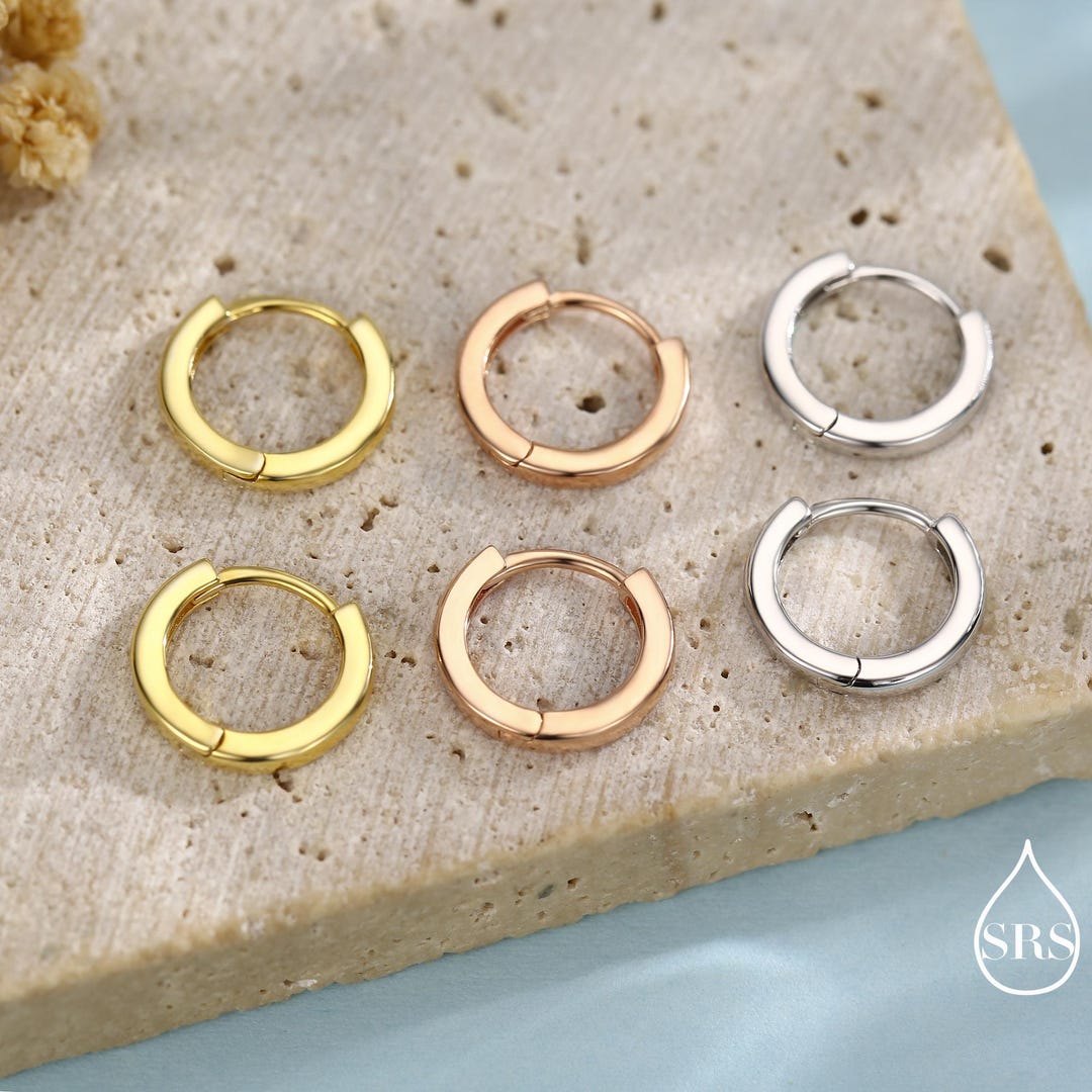 Subtle Hoops Minimalist Huggie Hoops in Sterling Silver, 6mm, 7mm, 8mm and 10mm - Etsy