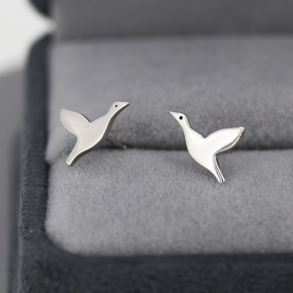 Fliegende Ente Ohrstecker in Sterling Silber, fliegende Gans Ohrringe, Vogel Ohrringe, Natur inspiriert Tier Ohrringe