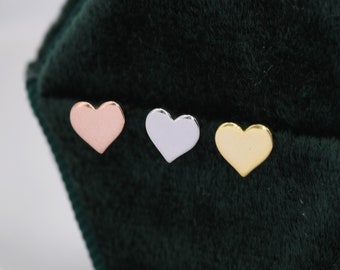 Tiny Heart Stud Earrings in Sterling Silver, Silver or gold or Rose Gold, Heart earring