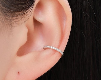 Bijou d'oreille en argent sterling avec cz, boucles d'oreilles sans piercing, finition dorée, or rose ou argent, pour boucles d'oreilles nues, boucles d'oreilles wrap