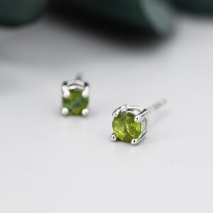 Natural Raw Tourmaline Stone Stud Earrings in Sterling Silver Genuine Tourmaline Crystal Stud Earrings Green Tourmaline image 3