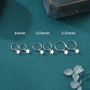Fina stjärnformade ringörhängen i sterlingsilver, silver, guld eller roséguld, stjärnformade örhängen, solstråleörhängen, himmelskt