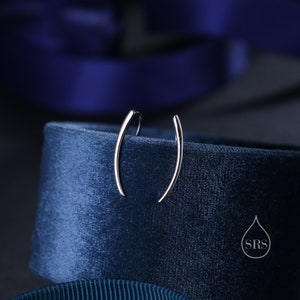 Boucles d'oreilles minimalistes incurvées sur chenilles en argent sterling, argent ou or ou or rose, géométrique minimaliste, grimpeurs d'oreilles vagues image 3