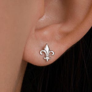 Sterlingzilveren fleur-de-lis-oorbellen, zilver of goud of roségoud, fleur-de-lis-oorbellen, bloemenoorbellen,