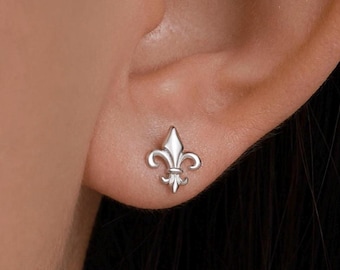 Pendientes de flor de lis de plata de ley, plata u oro u oro rosa, pendientes de flor de lis, pendientes florales,