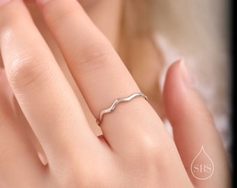 Sterling Silver Skinny Wave Ring, Adjustable Size, Delicate Minimalist Ring