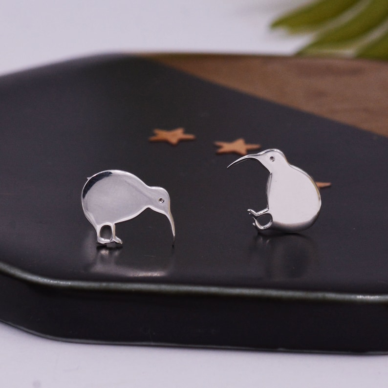 Kiwi Bird Stud Earrings in Sterling Silver Cute Fun Quirky Etsy UK
