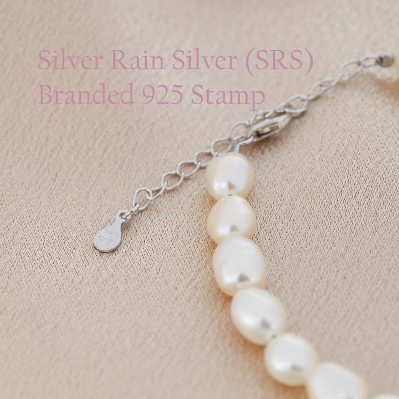 Pulsera de perlas barrocas de plata de ley, plata u oro, perlas genuinas de agua dulce, pulsera de perlas naturales imagen 5