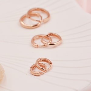 Minimalist Huggie Hoops in Sterling Silver, 6mm, 8mm and 10mm Skinny Hoops, Rose Gold or Gold, Simple Hoop Earrings image 3