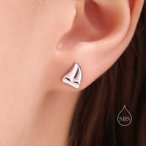 Sailing Boat Stud Earrings in Sterling Silver, Silver, Gold or Rose Gold, Boat Earrings, Sailing Earrings image 2